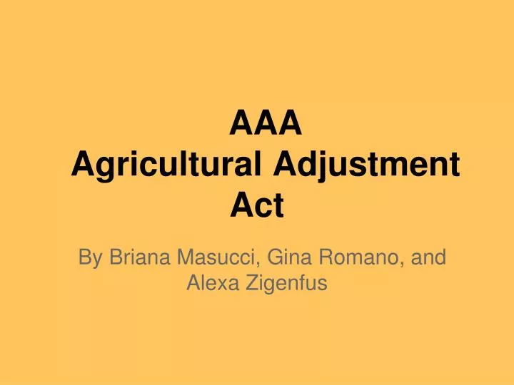 aaa agricultural adjustment act