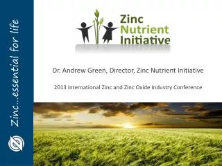 Dr. Andrew Green, Director, Zinc Nutrient Initiative 2013 International Zinc and Zinc Oxide Industry Conference