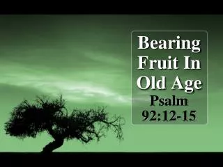 Bearing Fruit In Old Age