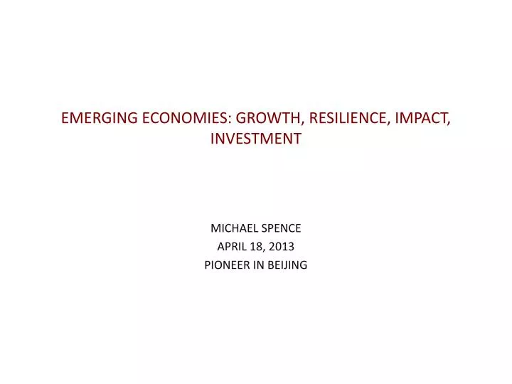 emerging economies growth resilience impact investment
