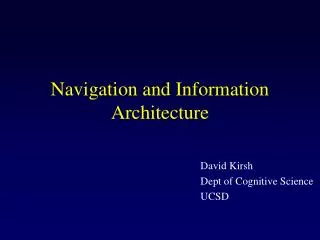 Navigation and Information Architecture