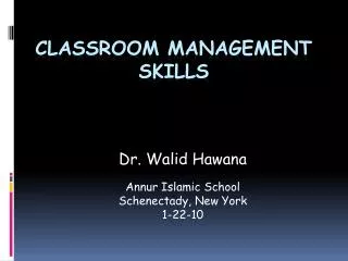 Classroom Management Skills