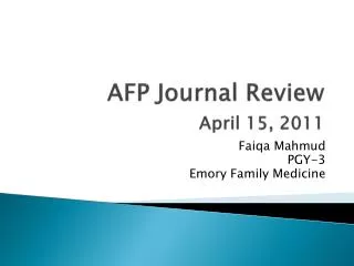 AFP Journal Review April 15, 2011