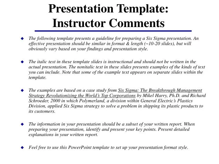 presentation template instructor comments