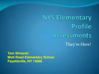 NYS Elementary Profile Assessments