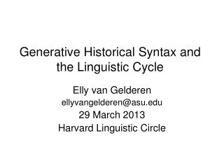 Generative Historical Syntax and the Linguistic Cycle