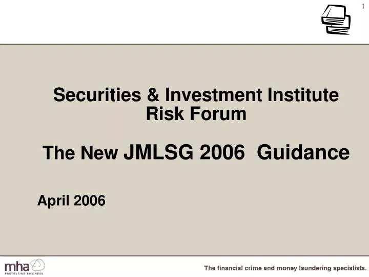 securities investment institute risk forum the new jmlsg 2006 guidance