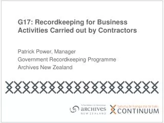 G17: Recordkeeping for Business Activities Carried out by Contractors
