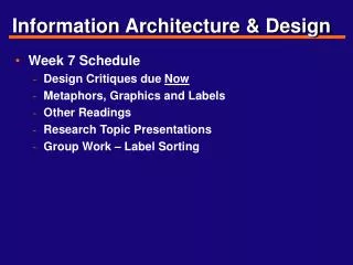 Information Architecture &amp; Design