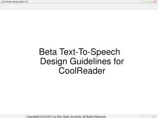 Beta Text-To-Speech Design Guidelines for CoolReader