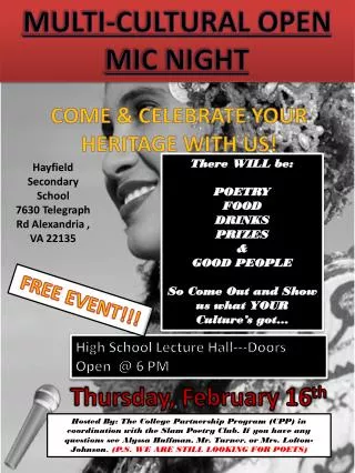 Multi-cultural open mic night