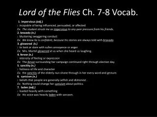 Lord of the Flies Ch. 7-8 Vocab.