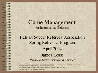 Game Management for Intermediate Referees