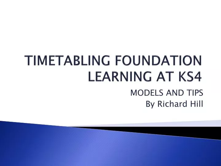 timetabling foundation learning at ks4