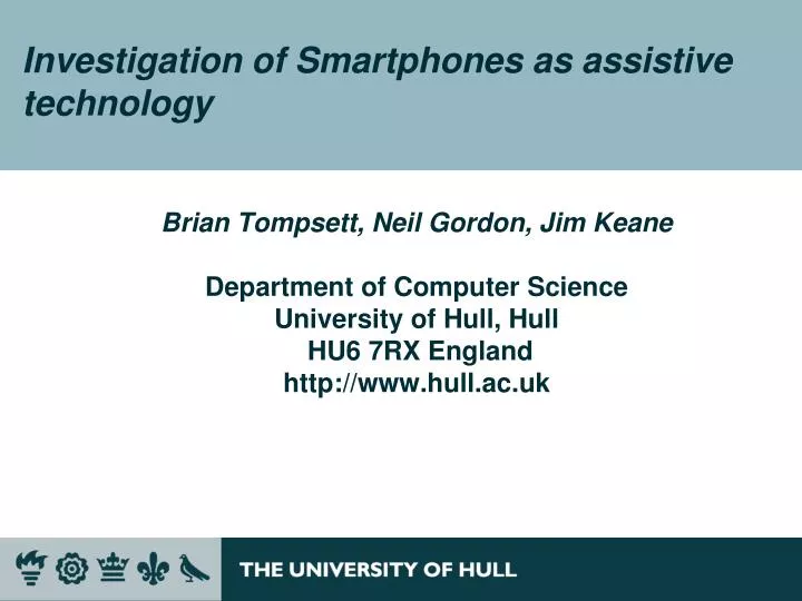investigation of smartphones as assistive technology