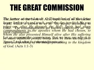 THE GREAT COMMISSION