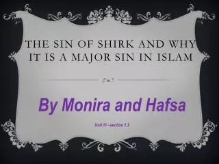 The sin of shirk and why it is a major sin in I slam