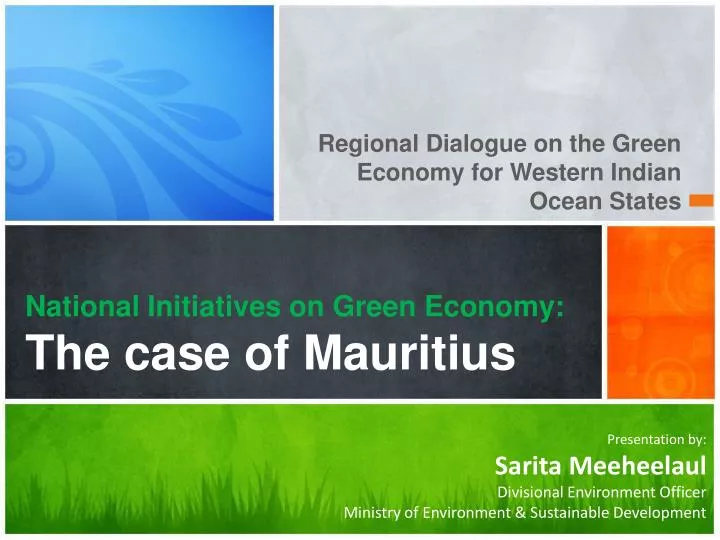 national initiatives on green economy the case of mauritius