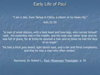 Early Life of Paul