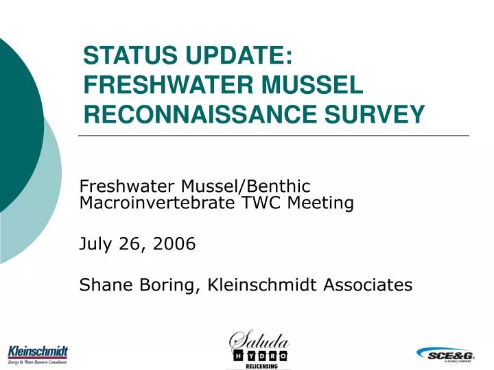 status update freshwater mussel reconnaissance survey