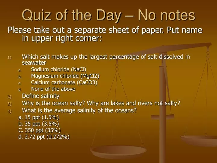 quiz of the day no notes