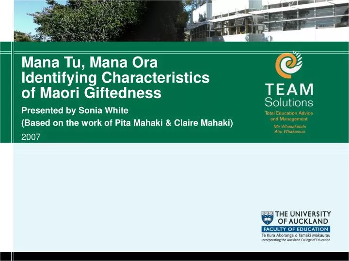 mana tu mana ora identifying characteristics of maori giftedness
