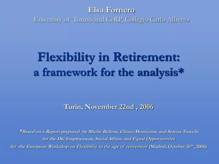 flexibility in retirement a framework for the analysis