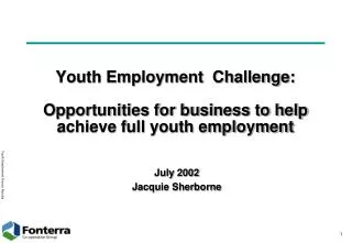 Youth Employment Challenge: Opportunities for business to help achieve full youth employment