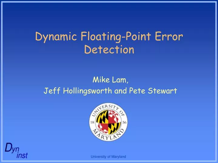 dynamic floating point error detection
