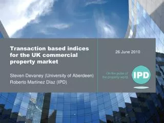 Transaction based indices for the UK commercial property market