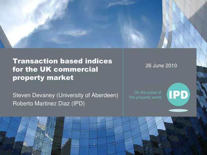 transaction based indices for the uk commercial property market