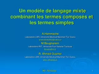 un mod le de langage mixte combinant les termes compos s et les termes simples