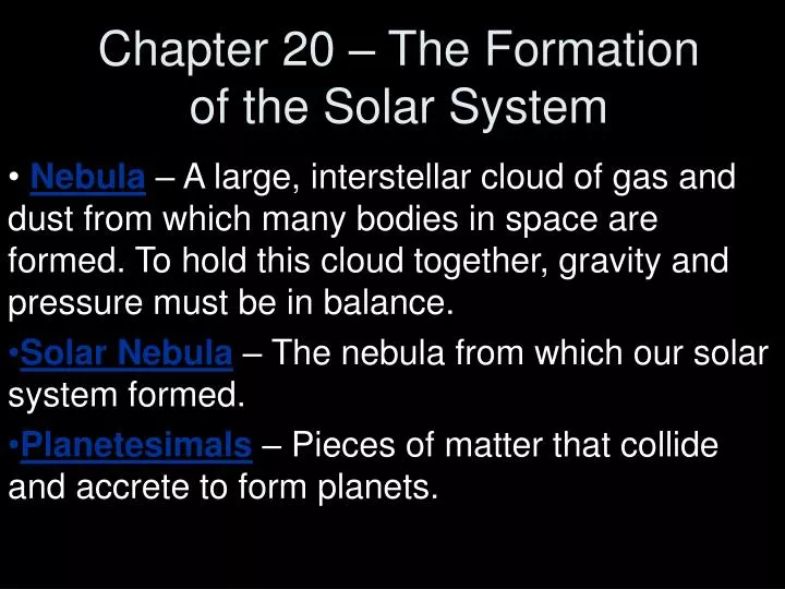 chapter 20 the formation of the solar system