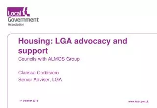 Housing: LGA advocacy and support