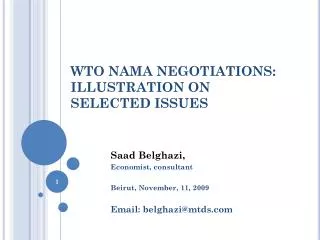 WTO NAMA NEGOTIATIONS: ILLUSTRATION ON SELECTED ISSUES