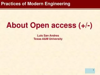 Practices of Modern Engineering