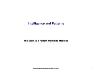 Intelligence and Patterns