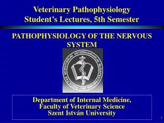 Veterinary Pathophysiology Student’s Lectures, 5th Semester