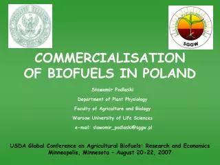 COMMERCIALISATION OF BIOFUELS IN POLAND