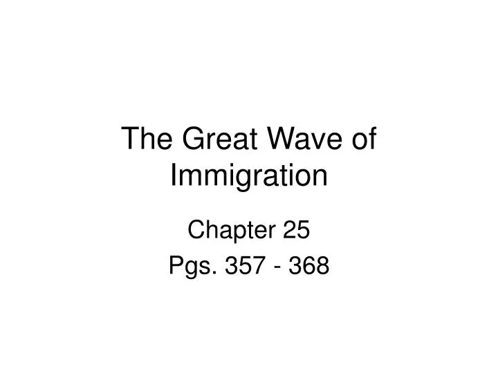the great wave of immigration