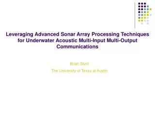 Leveraging Advanced Sonar Array Processing Techniques for Underwater Acoustic Multi-Input Multi-Output Communications