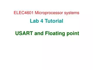 ELEC4601 Microprocessor systems Lab 4 Tutorial