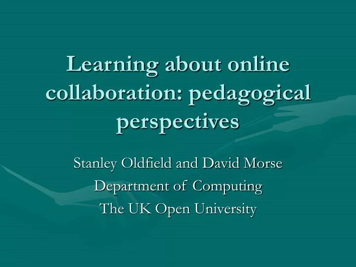 learning about online collaboration pedagogical perspectives
