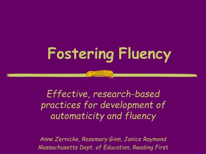 fostering fluency