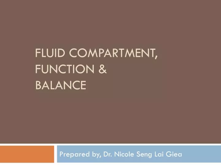 fluid compartment function balance