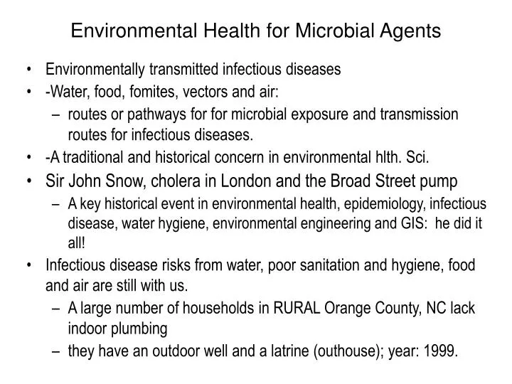 environmental health for microbial agents