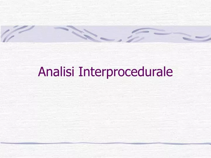 analisi interprocedurale