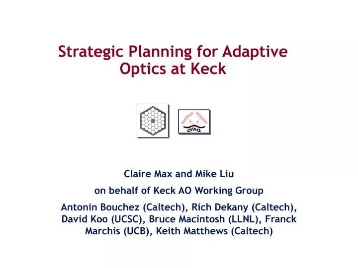 strategic planning for adaptive optics at keck