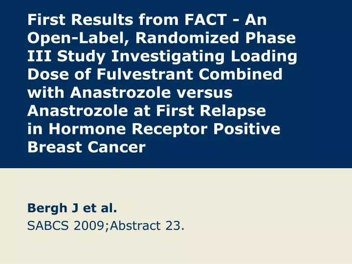 bergh j et al sabcs 2009 abstract 23