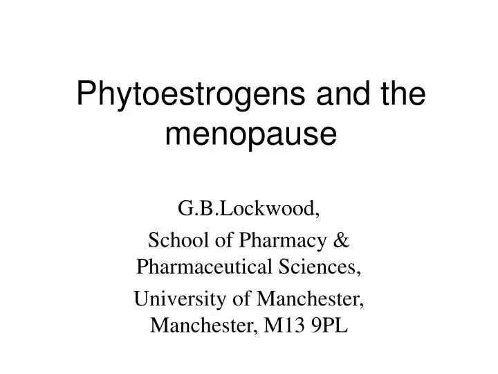 phytoestrogens and the menopause